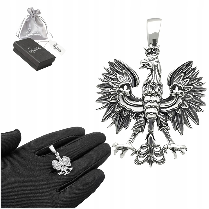 Zawieszka Srebrna pr. 925 Wisiorek ORZEŁ w Koronie Godło Polski (Mały)