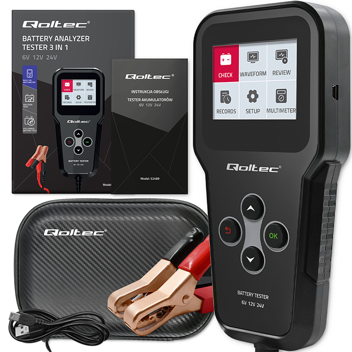 Cyfrowy miernik tester do baterii 3w1 z LCD 6V 12V 24V 30Ah-200Ah j.Polski