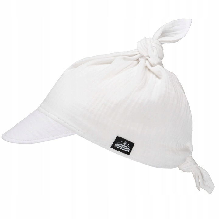 Chustka z daszkiem muślinowa Biała Czapka z daszkiem na lato