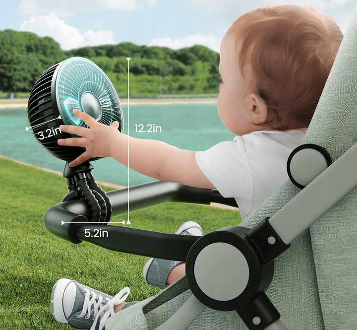 WENTYLATOR PRZENOŚNY WIATRAK BIURKOWY 5200mAh Z ELASTYCZNYM STATYWEM