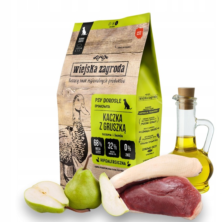 Wiejska Zagroda Karma sucha dla psa KACZKA GRUSZKA WARZYWA Duże rasy L 9kg