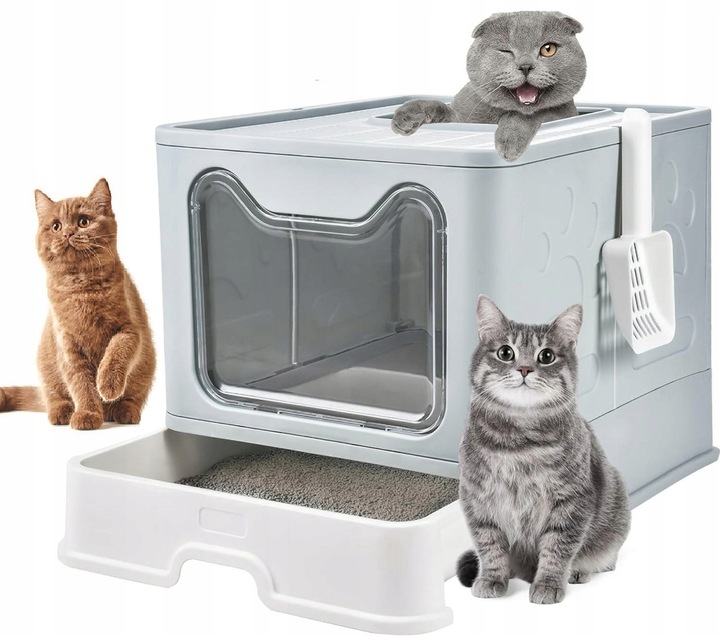 Duża Kuweta dla KOTA Zamknięta Kryta Zamykana z Szufladą z Łopatką XXL