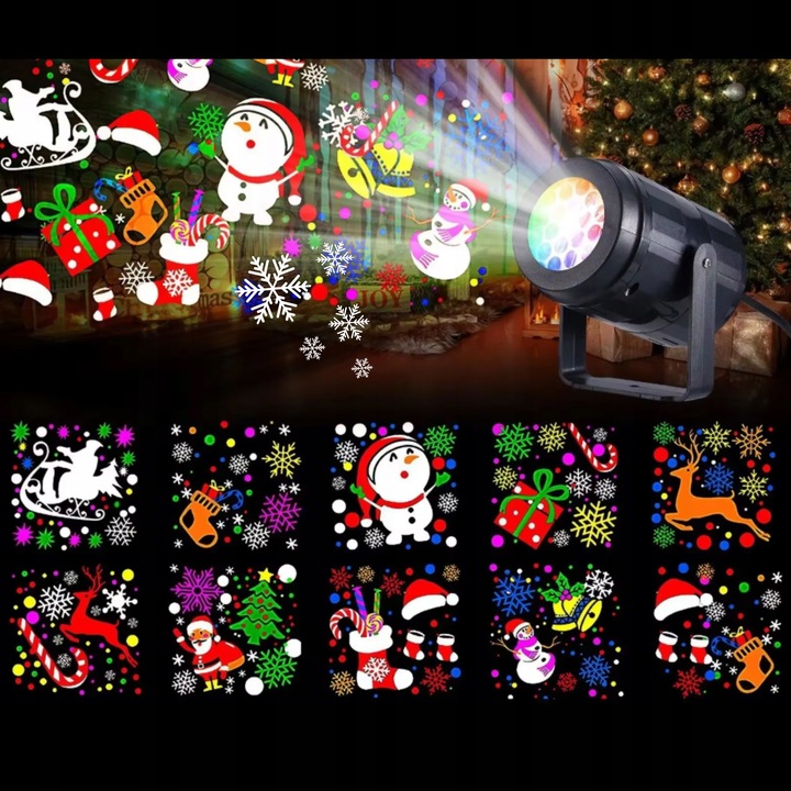 PROJEKTOR ŚWIĄTECZNY LED PŁATKI ŚNIEGU RZUTNIK LASEROWY NA DOM ZEWNĘTRZNY