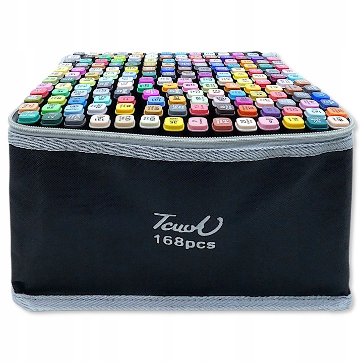 Markery 168 sztuk flamastry pisaki dwustronne alkoholowe precyzyjne + torba