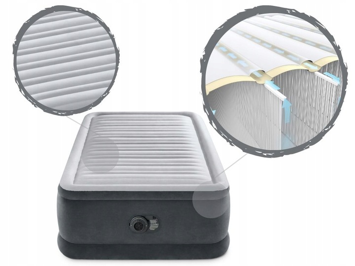 Materac jednoosobowy Intex 191 x 99 x 46 cm szary 64412 FIBER-TECH