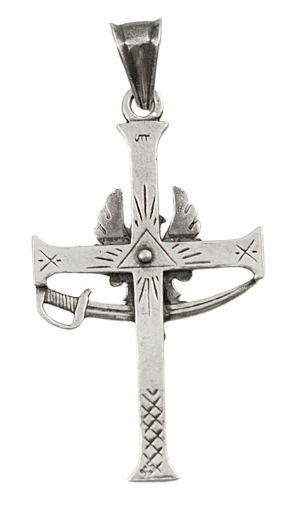 Srebrny Wisiorek Krzyżyk Patriotyczny Oksydowany pr 925