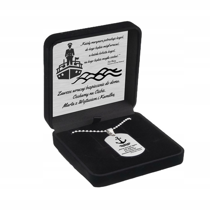 Grawerowany nieśmiertelnik stal 316L prezent + pudełko z dedykacją