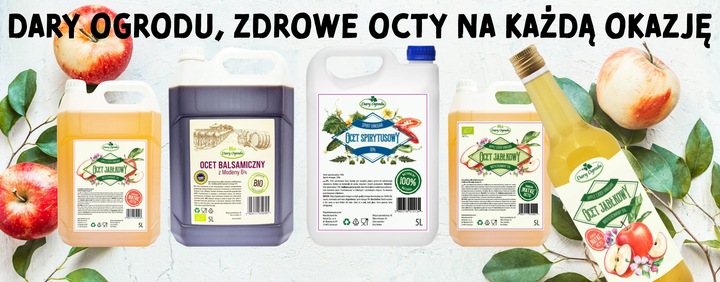 Ocet Jabłkowy NIEFILTROWANY z Matką Octu Niepasteryzowany / Dary Ogrodu 5L