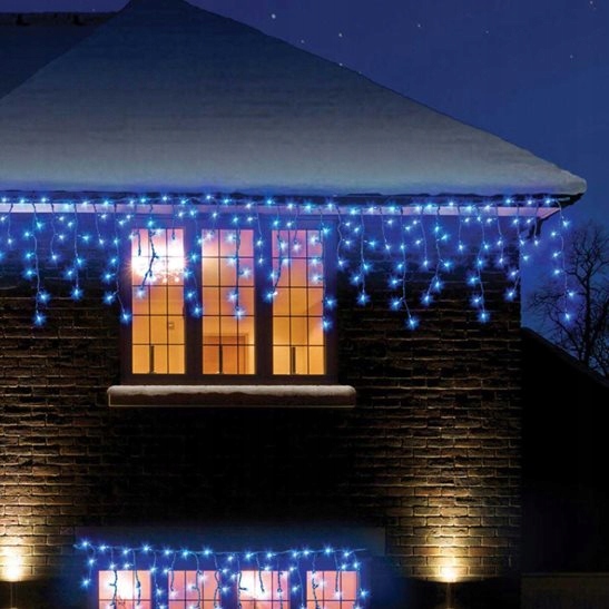 Kurtyna Świetlna LED 440 Sople Niebieskie Flash Zewnętrzna IP44 31,7 m