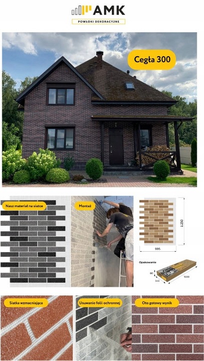 Próbki kolorystyczne cegieł AMK na siatce