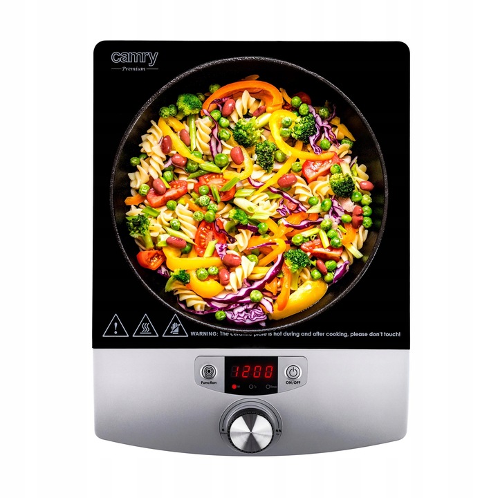 KUCHENKA INDUKCYJNA JEDNOPALNIKOWA PŁYTA GRZEWCZA SZKLANA 2000W TIMER LCD