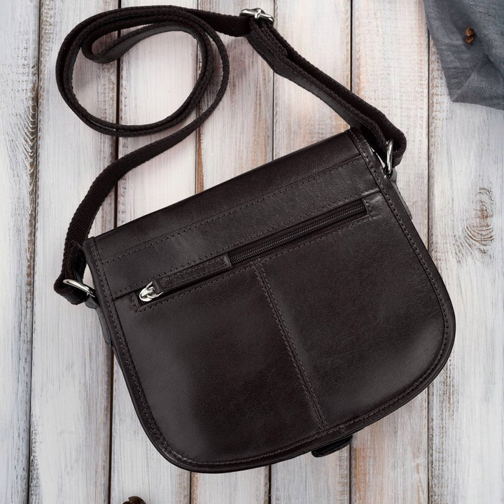 Torebka damska skórzana listonoszka ze skóry licowej brązowa Paolo Peruzzi