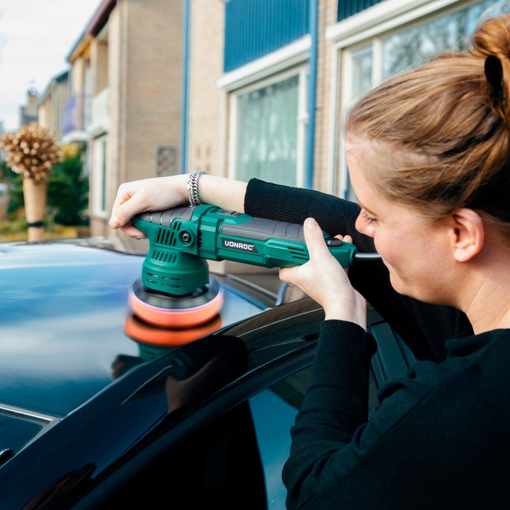 Polerka samochodowa 125 mm - 650W | 7 padów polerskich | VONROC