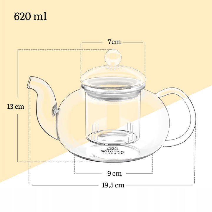 Dzbanek do zaparzania herbaty i zioł 620 ml Wilmax szkło termiczne