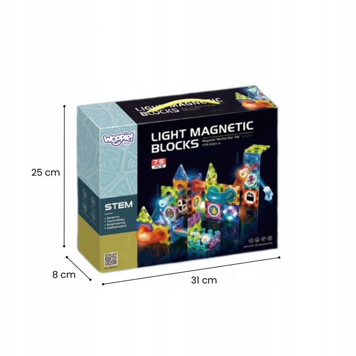 Klocki Magnetyczne Tor Kulkowy 75 el. WOOPIE