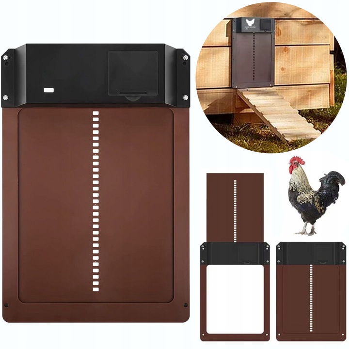 AUTOMATYCZNE DRZWI DO KURNIKA OTWIERANIE DRZWI IP45 Z CZUJNIKIEM ŚWIATŁA