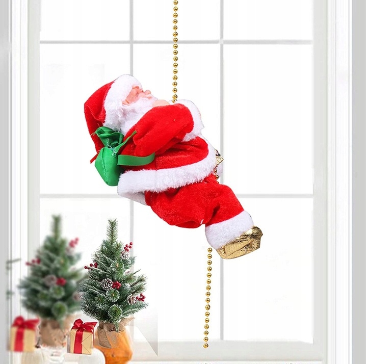 MIKOŁAJ WSPINA SIE NA LINIE 1M WSPINAJĄCY SIĘ NA CHOINKĘ KOMIN OKNO SUPER