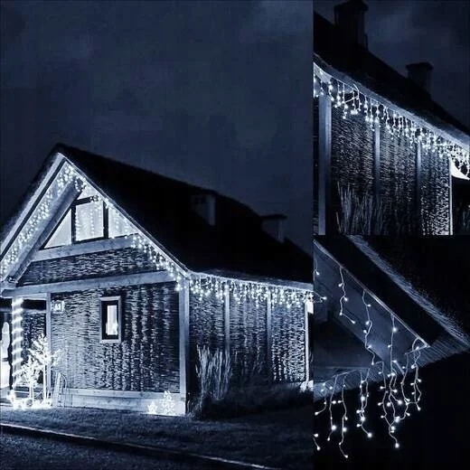 SOPLE 500LED FLASH BIAŁE ZIMNE 23M LAMPKI KURTYNA ZEWNĘTRZNA ŚWIĄTECZNA