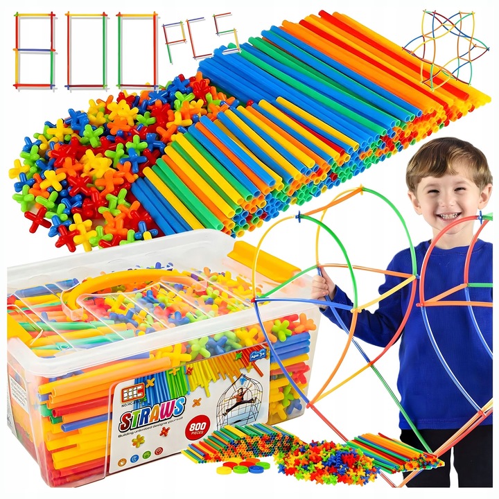 Klocki Konstrukcyjne Słomki Patyczki do Budowania Zestaw XL 800 elementów