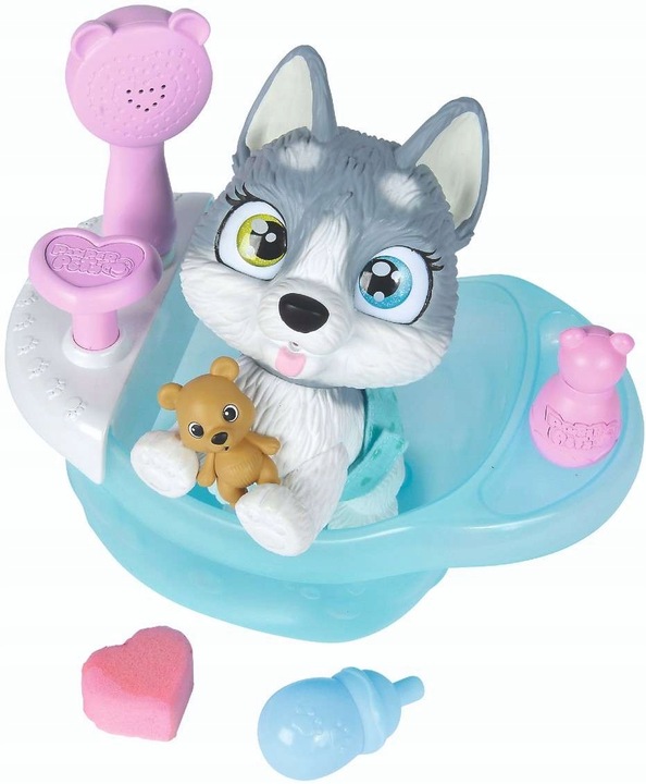 PAMPER PETZ INTERAKTYWNY PIESEK HUSKY PIJE SIKA ZESTAW Z WANNĄ I PRYSZNICEM