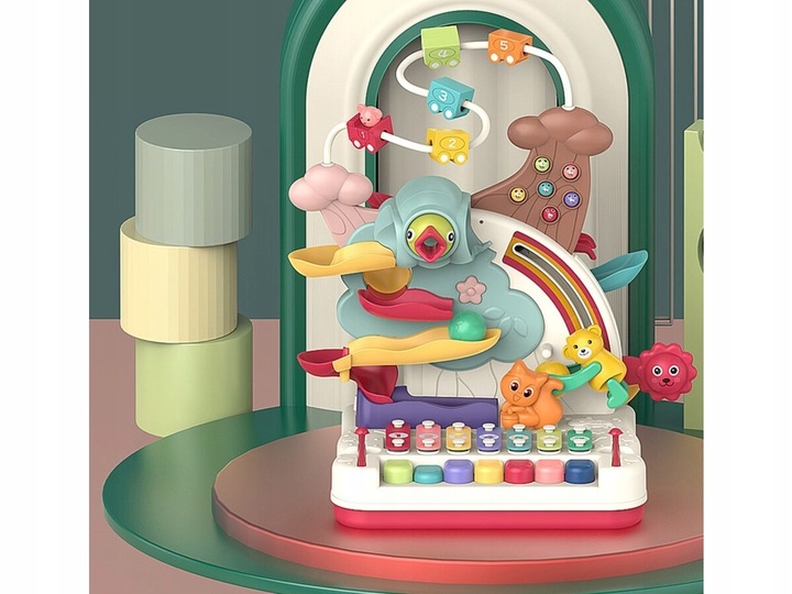 Interaktywny Tor kulkowy GRA MAGNETYCZNA NAKARM PTASZKA CYMBAŁKI PIANINO