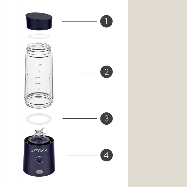 BLENDER BEZPRZEWODOWY KIELICHOWY 450ml 300W GRANATOWY zabierz ze sobą!