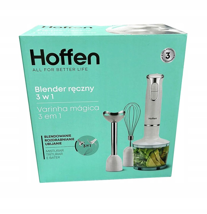 Blender ręczny Hoffen HB809-800 800W biały zestaw