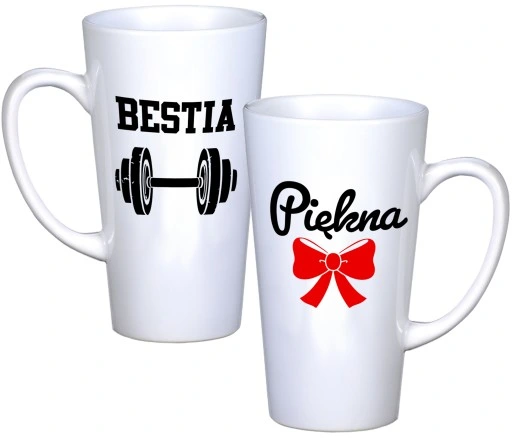 KOMPLET KUBKÓW LATTE DLA PAR PREZENT DUŻE 450ml PREZENT Z NADRUKIEM