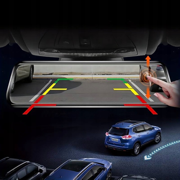 WIDEOREJESTRATOR JAZDY DOTYKOWY KAMERA COFANIA REJESTRATOR PRZÓD TYŁ MenuPL