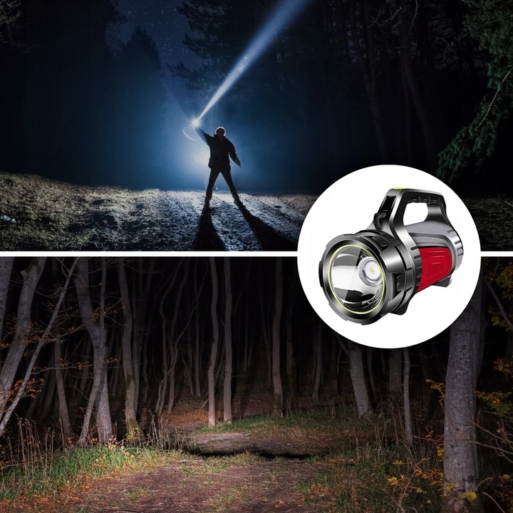 MOCNA LATARKA AKUMULATOROWA SZPERACZ LED POWERBANK ŁADOWANIE TURYSTYCZNA