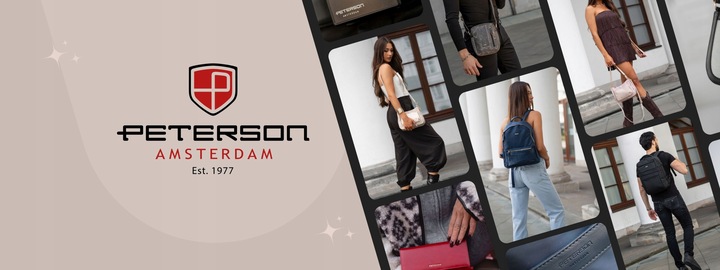 Torebka damska PETERSON listonoszka klasyczna kieszenie długi pasek torba