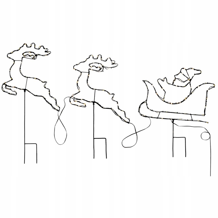 OZDOBA DEKORACJA ŚWIĄTECZNA LED RENIFERY SANIE MIKOŁAJ NA BATERIE TIMER