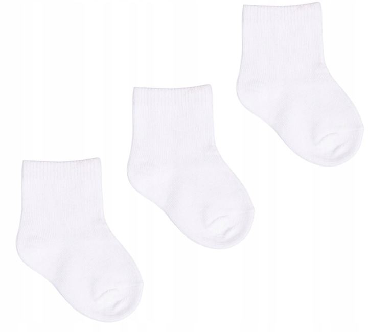 SKARPETKI NIEMOWLĘCE Z BAWEŁNY ORGANICZNEJ SKARPETY BIAŁE 3-PAK 0-3 m