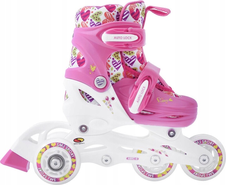 2W1 WROTKO-ROLKI WROTKI ŁYŻWOROLKI REGULOWANE COMBO HEARTS r 26-29