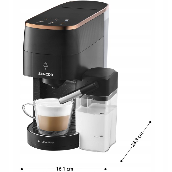 Ekspres do Kawy Kapsułkowy 3W1 Sencor SCC3000BK 1450W Nespresso Dolce Gusto