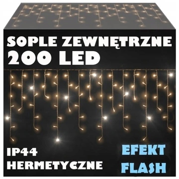 SOPLE FLASH 200 LED ZEWNĘTRZNE BIAŁE CIEPŁE CHOINKOWE lampki