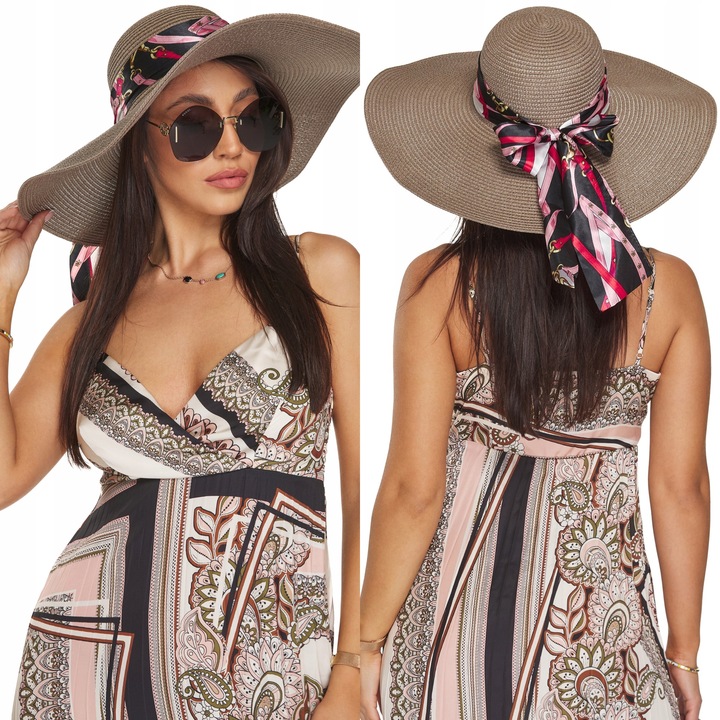 KAPELUSZ SŁOMKOWY EKO SŁOMKA beżowy z kokardą