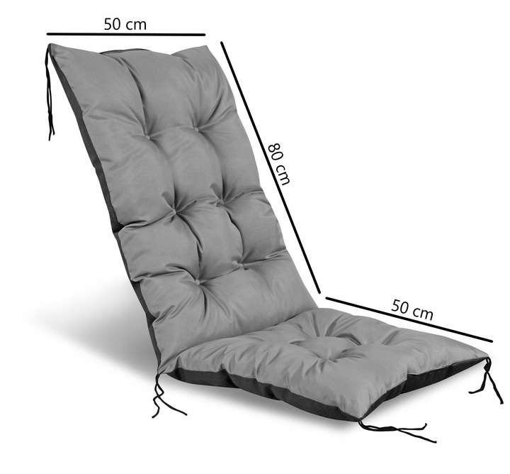 Poduszki na krzesła ogrodowe Poduszka na Krzesło Ogrodowe 80x50 cm szara