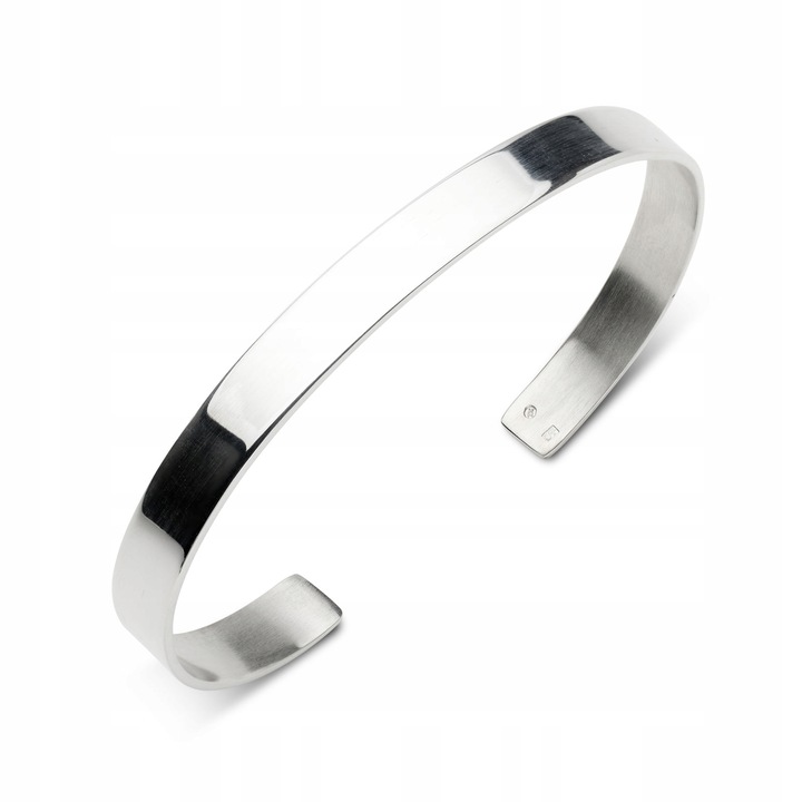 Bransoleta męska typu C lite srebro 925 doginana gładka szerokość 7 mm