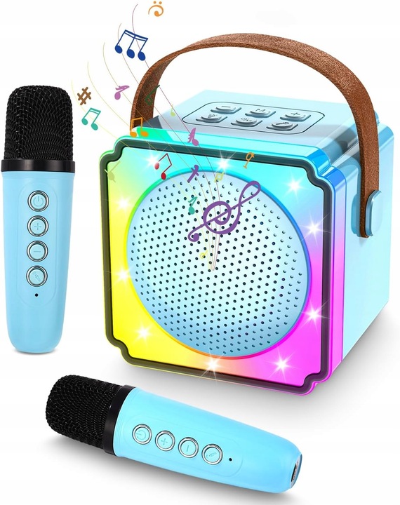 ZESTAW DO KARAOKE DLA DZIECI 2 MIKROFONY PREZENT PRZENOŚNY KOLOROWE