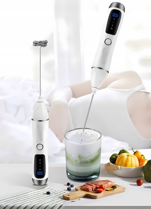 RĘCZNY SPIENIACZ MIKSER DO MLEKA KAWY ELEKTRYCZNY MINI BLENDER 11000 obr.