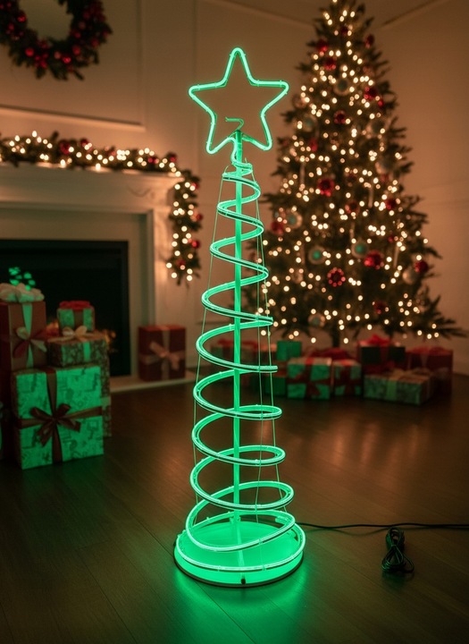 Choinka LED Neonowa Zielona 120 cm Świąteczna Ozdoba Świecąca Zewnętrzna