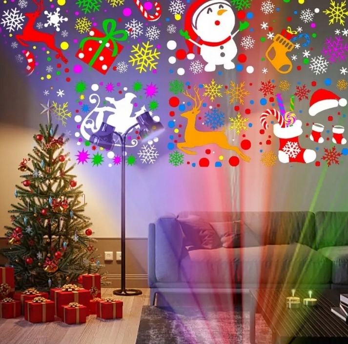 PROJEKTOR LED ŚNIEG ŚWIĄTECZNY LASEROWY REFLEKTOR RZUTNIK ŚNIEG MIKOŁAJ