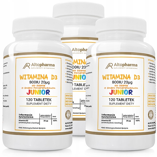 WITAMINA D3 800IU 20µg DLA DZIECI DO SSANIA 3x120t