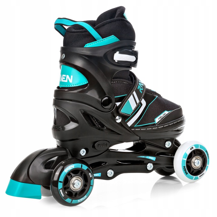 Rolki Wrotki Regulowane 3w1 RAVEN Helixi Black/Mint 34-37 Kółko LED