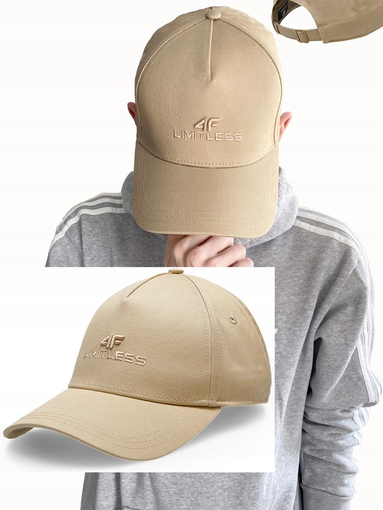 4F MĘSKA SPORTOWA CZAPKA Z DASZKIEM BEJSBOLÓWKA LIMITLESS BEŻ M