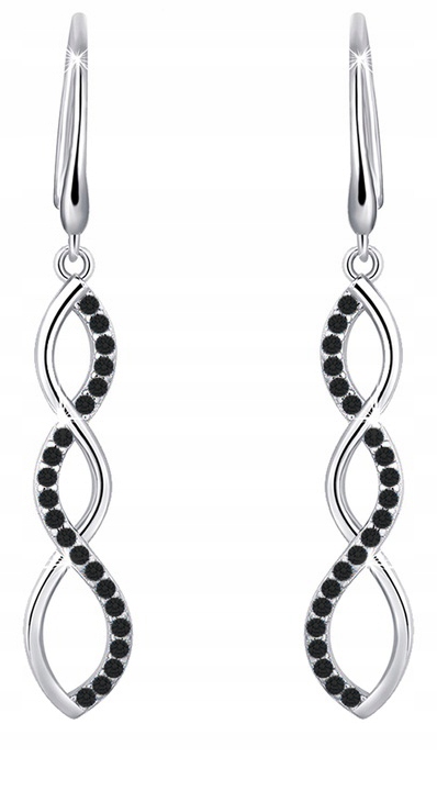 Srebrne kolczyki długie wiszące damskie rodowane czarne srebro próba 925