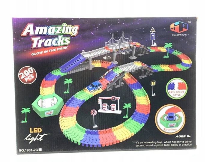 MAGICZNY TOR SAMOCHODOWY ŚWIECĄCY 200 el AUTO MOST GLOW TRACKS
