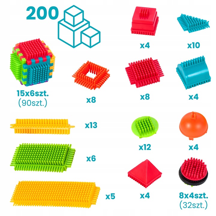 KLOCKI KONSTRUKCYJNE WAFLE JEŻYKI KOLOROWE MOCNE DLA DZIECI WIADERKO XXL