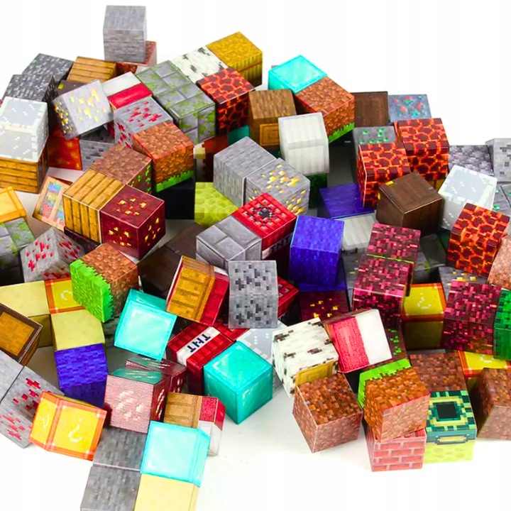 KLOCKI MAGNETYCZNE SZEŚCIANY ZESTAW 32 KLOCKÓW + 1 LUDZIK BLOKI 3D PIKSELE